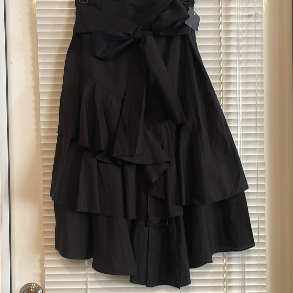 ZARA Black All Around Tiered Ruffle Attached Tie Belt Cotton Skirt - S